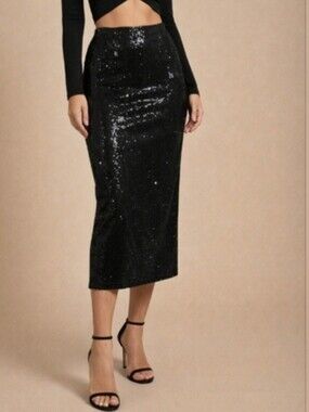 Haver + Blair Black Long Bodycon Sequin Skirt NWT